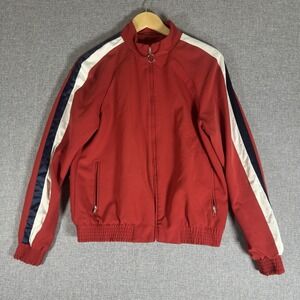 Vintage Topman Men's Red Zipped Track Jacket Size XS